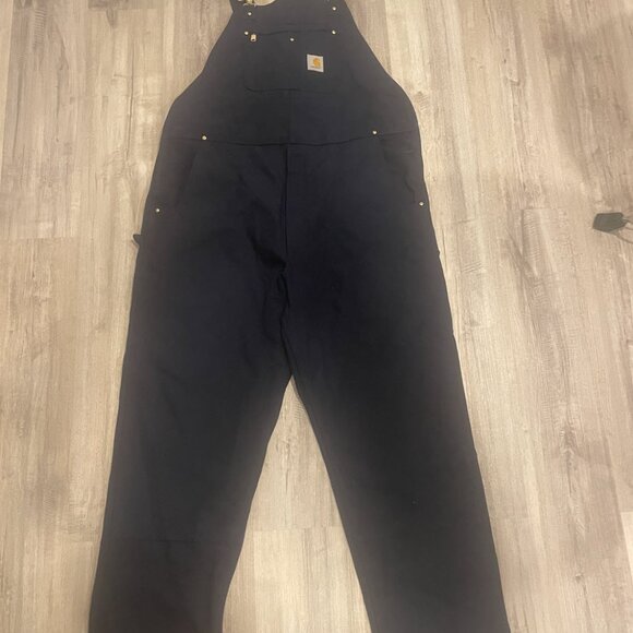 *NEW* CARHARTT Men's Relaxed Fit Duck Bib Overalls (42x34) R01-M Navy Blue - Picture 3 of 11